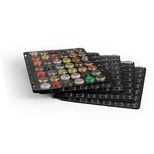 Compart Kunststoffhüllen für 42 Kronkorken / Champagner-Deckel, schwarz (5er Pack)