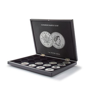 Münzkassette VOLTERRA für 20 Silbermünzen „Maple Leaf“ in Kapseln