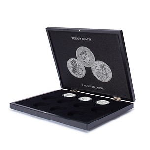 Volterra Uno - Münzkassette für 10 Silbermünzen „Tudor Beasts“ in Kapseln