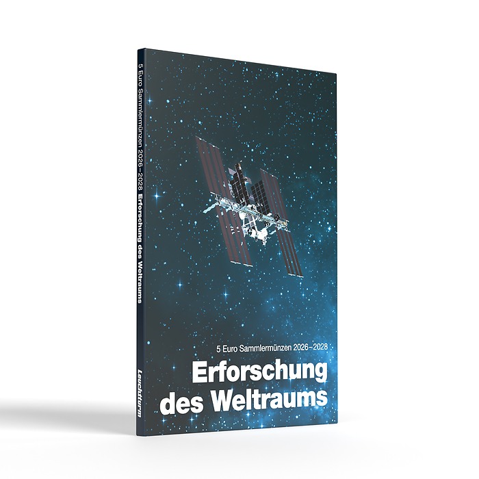 Münzfolder für 5x dt. 5 Euro Münzen 'Erforschung des Weltraums 2026 - 2028', inkl. Kapseln