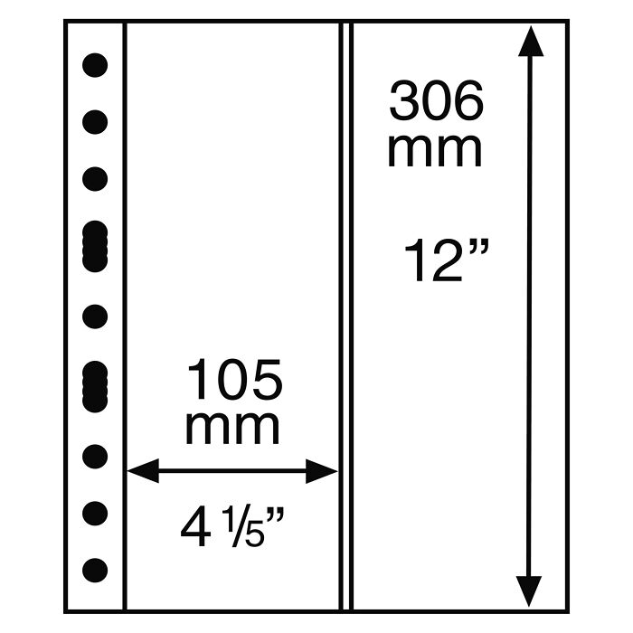 Kunststoffhüllen GRANDE, 2 senkrechte Streifen, glasklar, 5er Pack