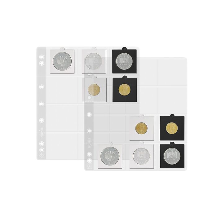 Numis Münzhüllen für 12 Münzrähmchen (50x50 mm), 5er Pack