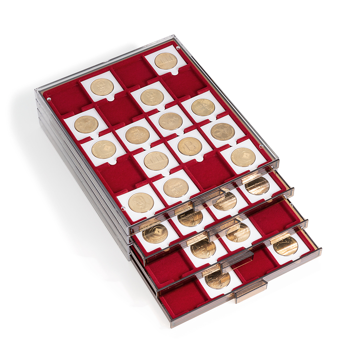 MB Münzbox mit 20 eckige Fächer, 50 x 50 mm, rauchfarben