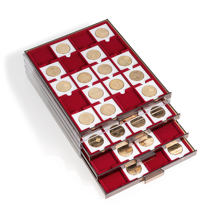 MB Münzbox mit 20 eckige Fächer, 50 x 50 mm, rauchfarben