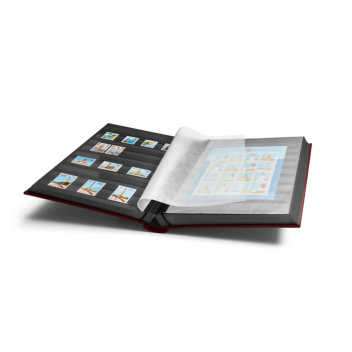 Comfort Einsteckbuch, DIN A4,  64 schwarze Seiten, wattierter Einband, weinrot