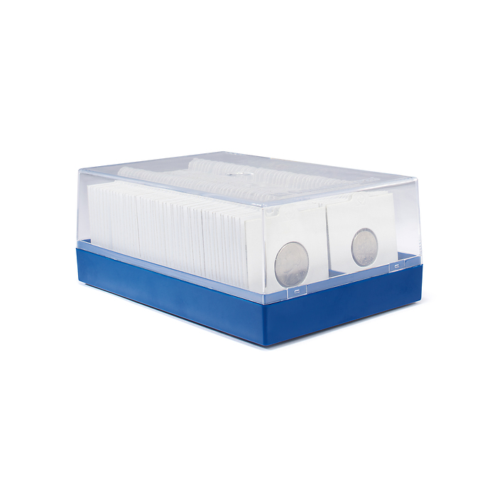 KRBox Kunststoffbox für 100 Münzrähmchen, blau