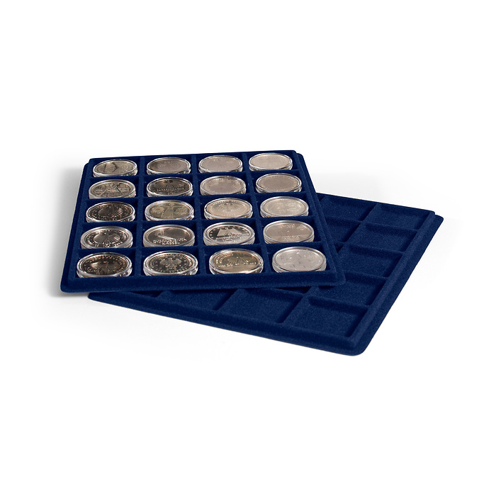 Tab Münztableau S für 20 Münzen bis 41 mm Ø, blau, 2er Pack