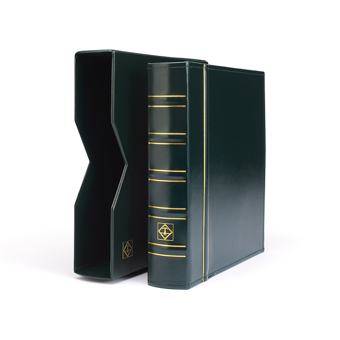 Optima Ringbinder im Classic-Design, inkl. 10 Münzhüllen und Schutzkassette, grün