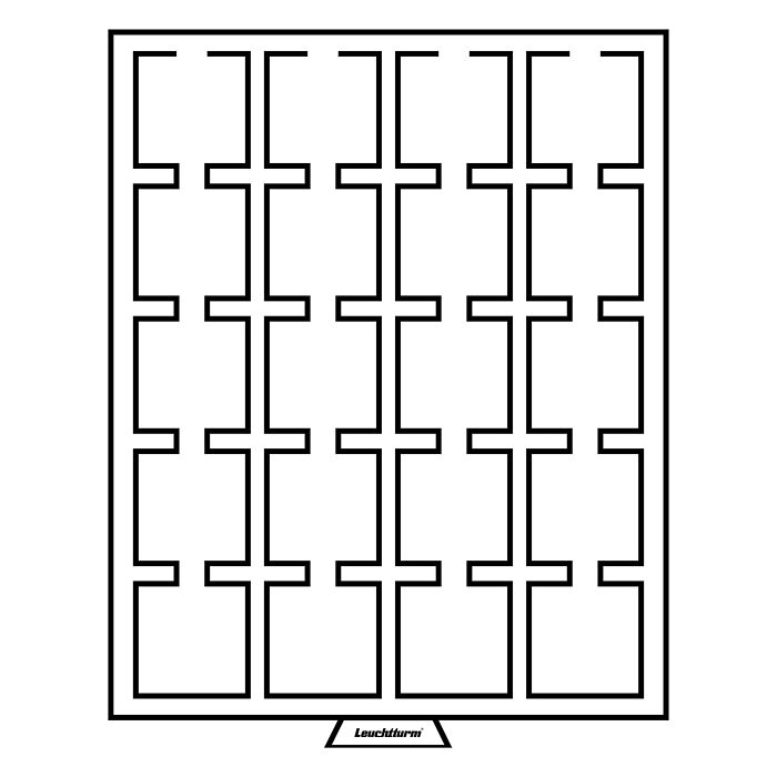 Münzbox für Quadrum 20 eckigeFächern, rauchfarben mit schwarzer Einlage
