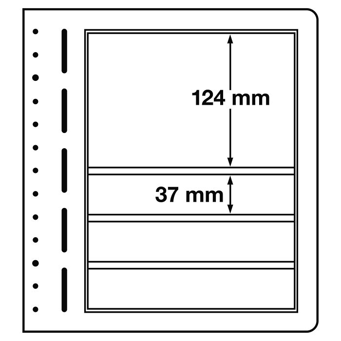 LEUCHTTURM Blankoblätter, 4er Einteilung, 190x124 mm, 190x37 mm, 10er Pack