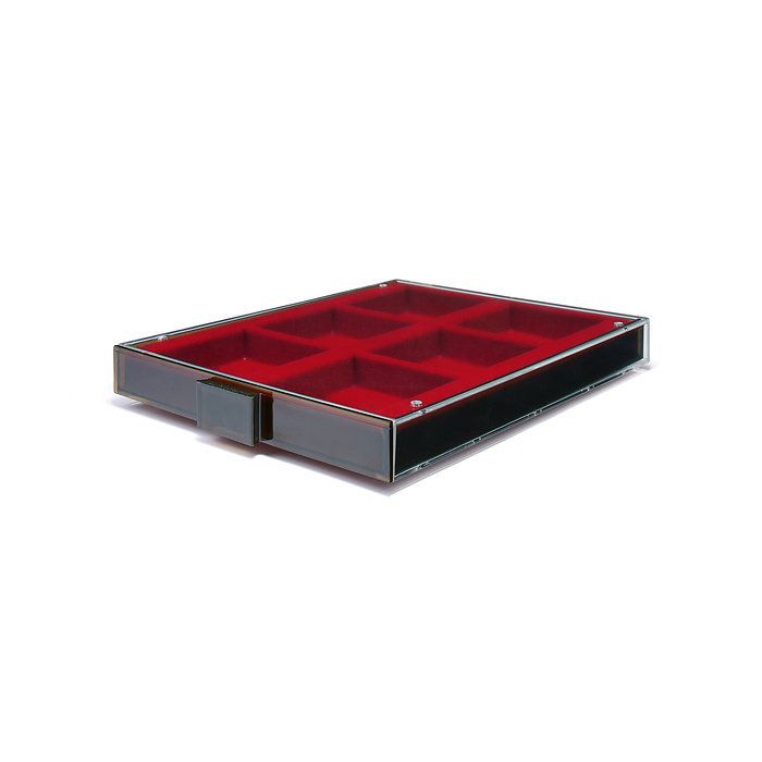Münzbox 6 eckige Fächer (86x86 mm), rauchfarben