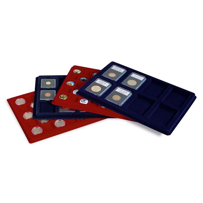 Münztableau L für 35 Münzen bis 39 mm, blau, 2er Pack