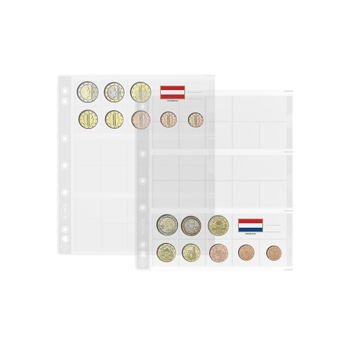 Numis Münzhüllen für 3 x Euro  Kursmünzensätze, 5er Pack