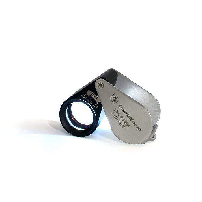 Präzisions-Lupe mit LED und UV-Lampe, 10fache-Vergrößerung