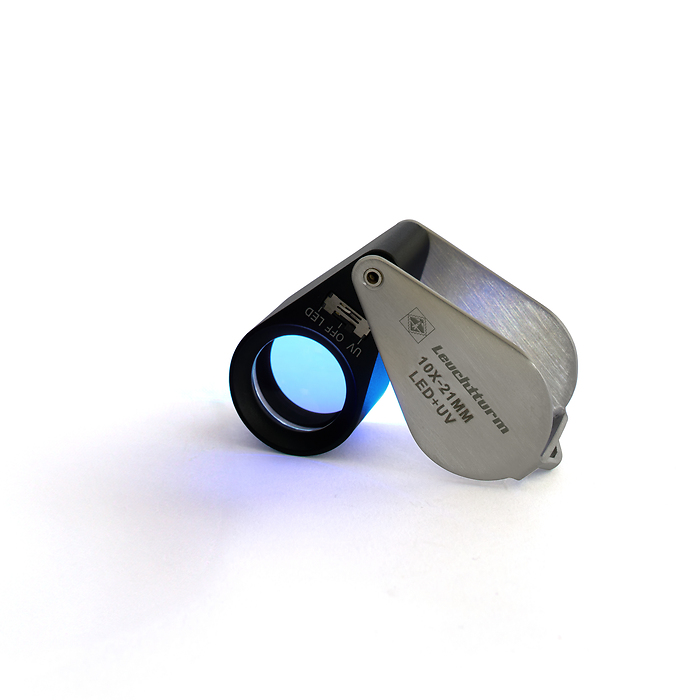 Präzisions-Lupe mit LED und UV-Lampe, 10fache-Vergrößerung