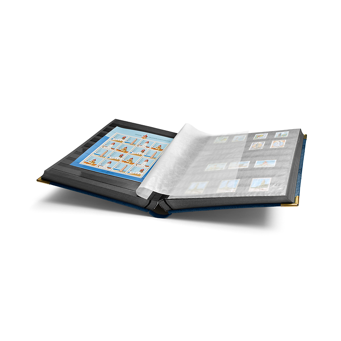 Comfort Deluxe Einsteckbuch DIN A4, 64 schw. Seiten, wattierter Einband, Kroko-Optik, blau