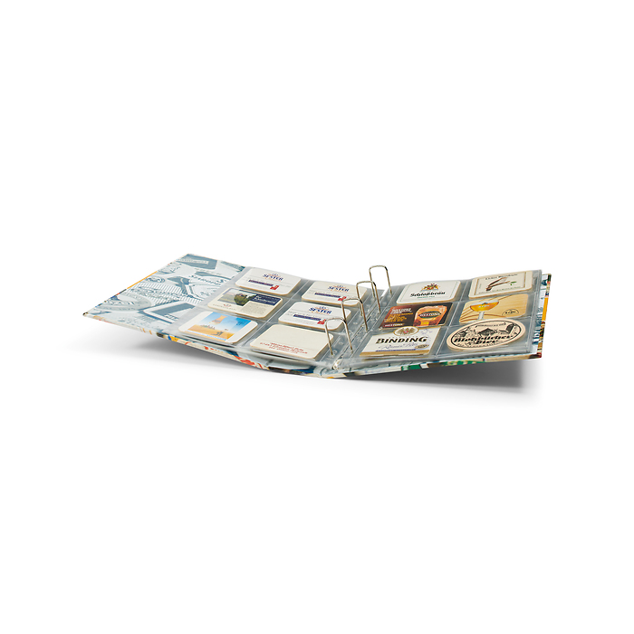 Grande Ringbinder für Bierdeckel, inkl.15 transparenter Hüllen für je 6 Bierdeckel