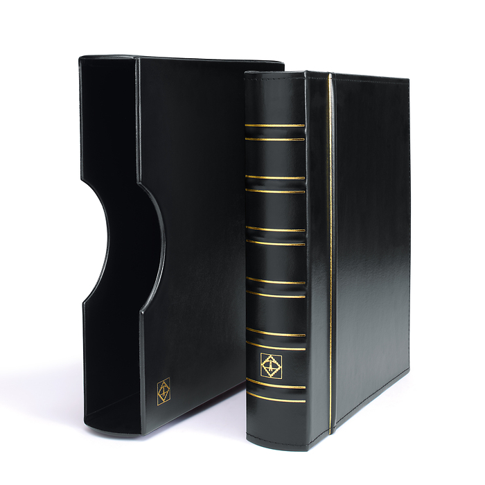 Grande Ringbinder, inkl.10 Hüllen für 200 Münzrähmchen, inkl. Schutzkassette, schwarz