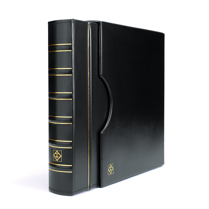 Grande Ringbinder, inkl.10 Hüllen für 200 Münzrähmchen, inkl. Schutzkassette, schwarz