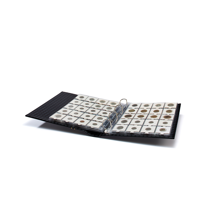 Grande Ringbinder, inkl.10 Hüllen für 200 Münzrähmchen, inkl. Schutzkassette, schwarz