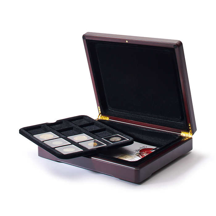 Mazzola Münzkassetten für bis zu 24 Quadrum Münzkapseln, schwarz