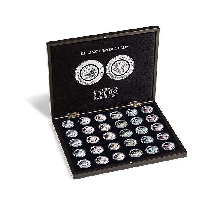 Münzkassette für 30 dt. 5-Euro-Sammlermünzen in Kapseln, schwarz