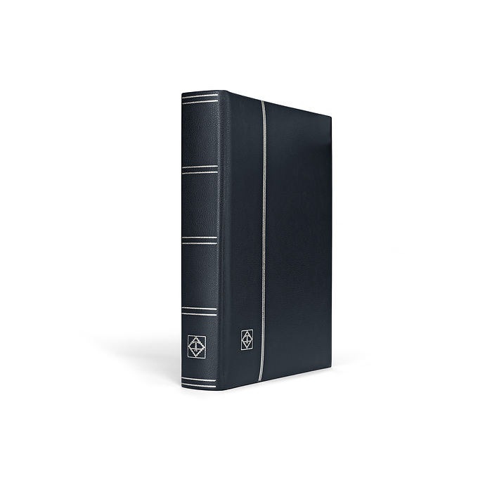 Leder Einsteckbuch, DIN A4, 64 schwarze Seiten, wattierter EchtLeder-Einband, blau