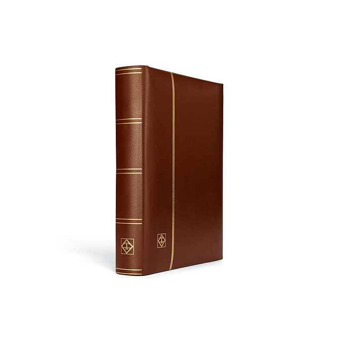 Leder Einsteckbuch, DIN A4, 64 schwarze Seiten, wattierter EchtLeder-Einband, braun