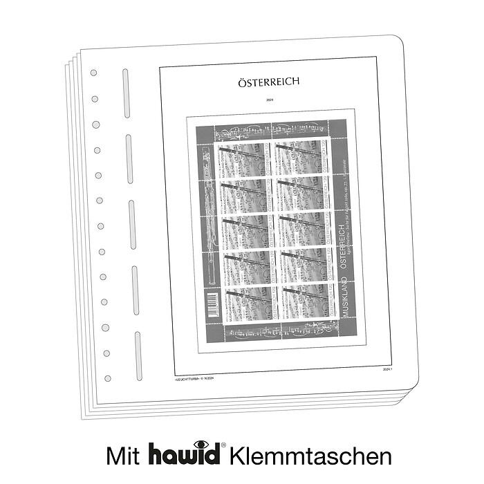 Leuchtturm Vordruckblätter mit Klemmtaschen Österreich Kleinbogen 2015-2019