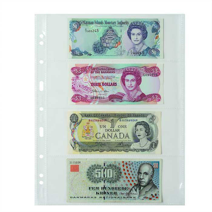 Grande Easy Kunststoffhüllen,  4 Taschen quer für Banknoten, klar, 50er Pack