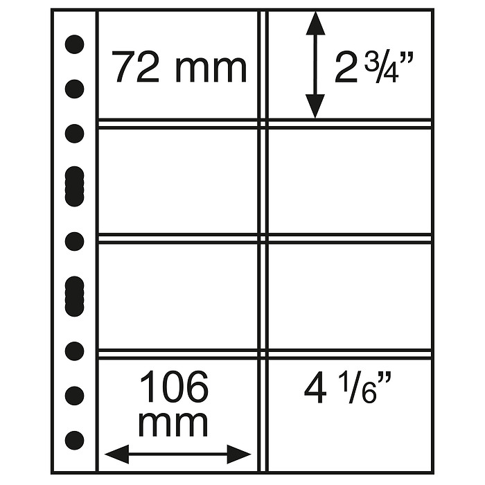 Grande Kunststoffhüllen mit 8 Taschen im Format 106x72 mm, glasklar, 5er Pack