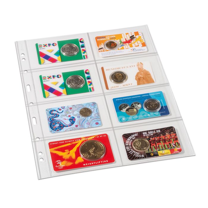Grande Kunststoffhüllen mit 8 Taschen im Format 106x72 mm, glasklar, 5er Pack