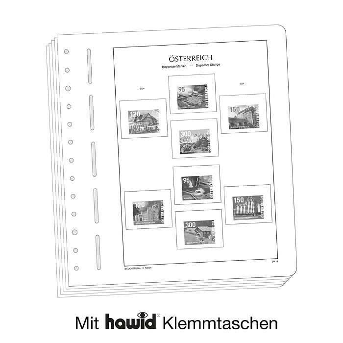 Leuchtturm Vordruckblätter mit Klemmtaschen Österreich Dispenser-Marken 2018-2025