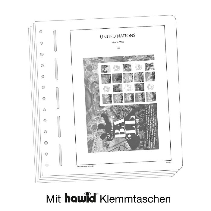 Leuchtturm Nachtrag mit Klemmtaschen UNO Wien-Kleinbogen 2020