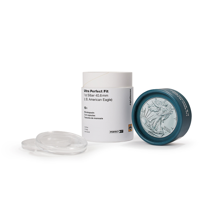 Ultra Perfect Fit Münzkapseln  für 1 oz. Silber 40,6 mm(z.B.American Eagle), 10er-Pack