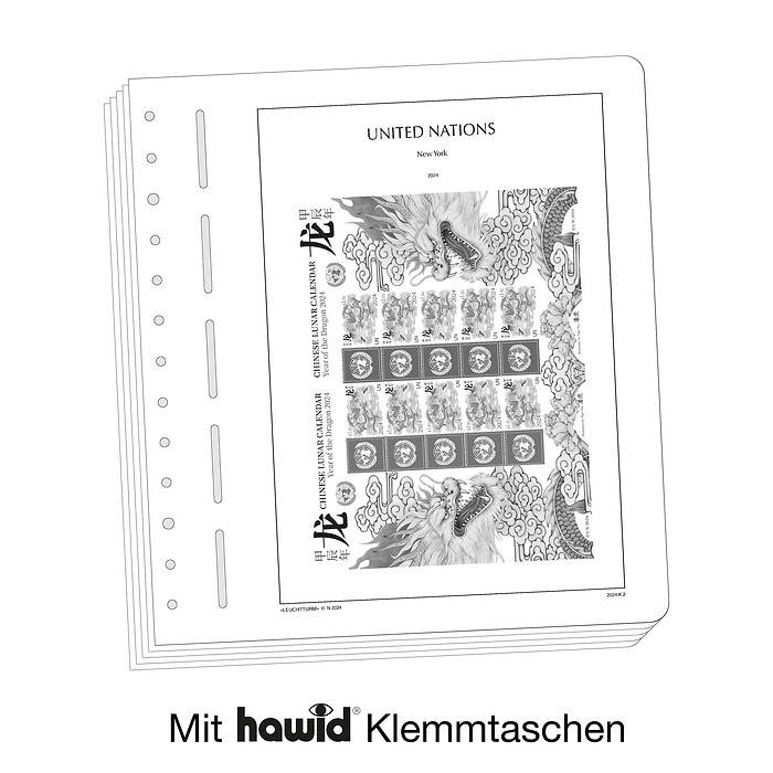 Leuchtturm Nachtrag mit Klemmtaschen UNO New York-Kleinbogen 2021