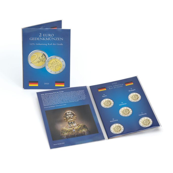 Münzkarte für 5 dt. 2-Euro-Gedenkmünzen „1275. Geburtstag Karl der Große“ (Jg. 2023)