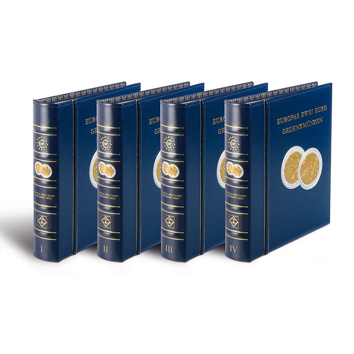 Münzalbum Classic-OPTIMA,'Europas 2-Euro-Gedenkmünzen'inkl.Schutzkassette , blau, Band 4