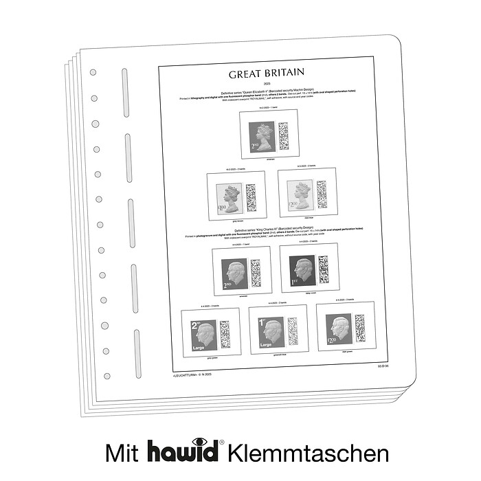 Leuchtturm Nachtrag mit Klemmtaschen Großbritannien Dauermarken 2022