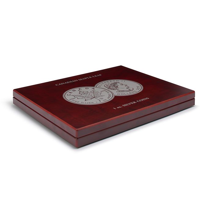 Volterra Uno -Münzkassette für 20 Silbermünzen „Maple Leaf“ in Kapseln, mahagoni