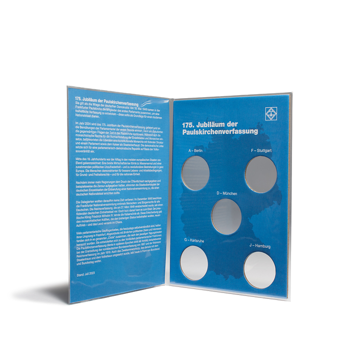 Münzkarte für deutsche 2-Euro-Gedenkmünze 2024 (175. Jubiläum der Paulskirchenverfassung)
