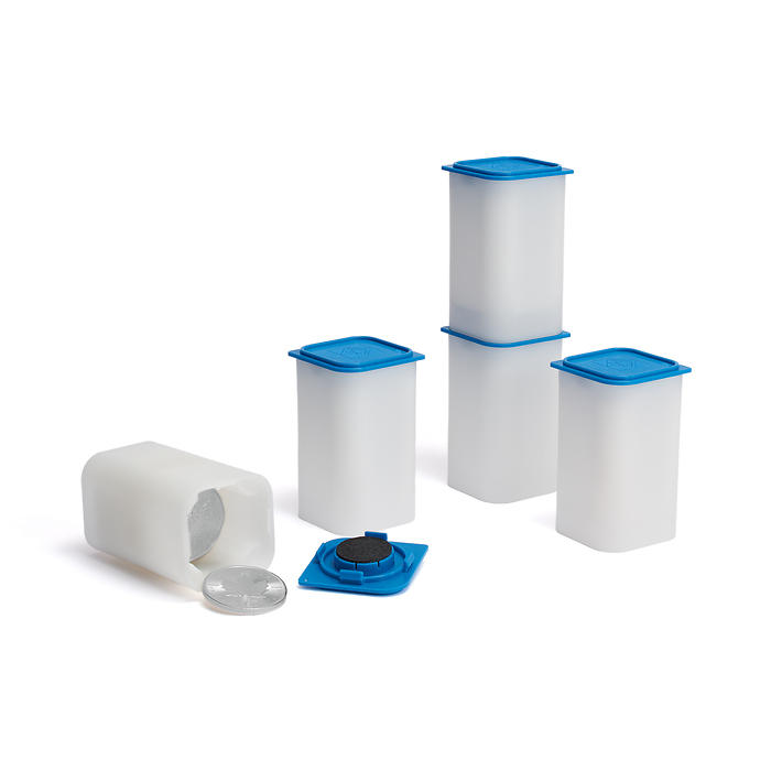 Sqube Münztube für 20 Münzen mit Durchmesser 40 – 41 mm, stapelbar, 50er-Pack