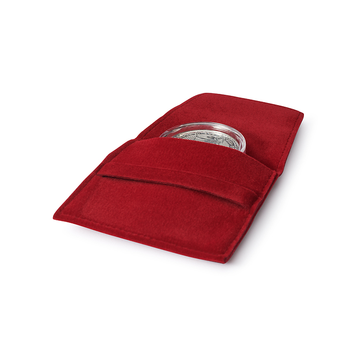 MT Premium Münztasche für eine Münze mit oder ohne Kapsel bis 50 mm, rot