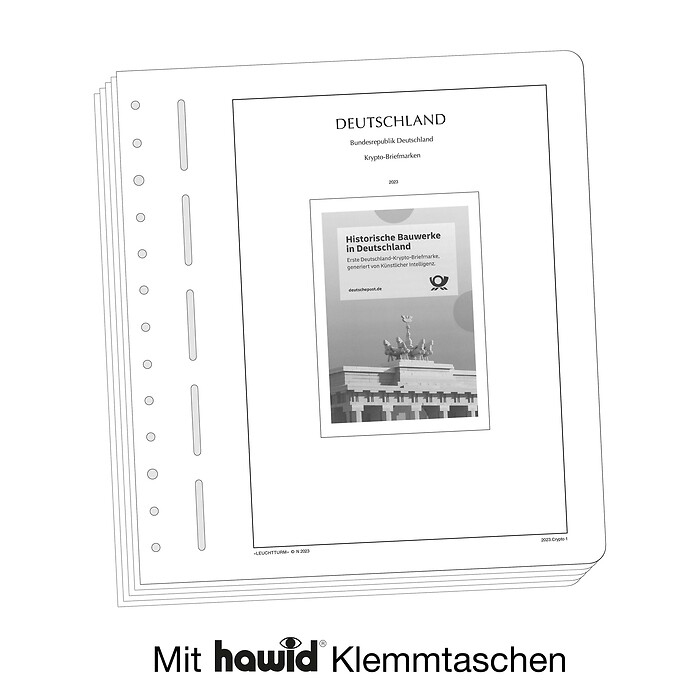 Leuchtturm Nachtrag mit Klemmtaschen Bundesrepublik Deutschland CRYPTO-Marken 2023