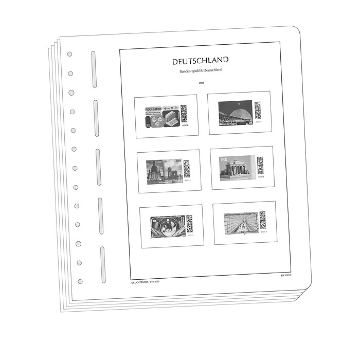 Leuchtturm Nachtrag mit Klemmtaschen Bundesrepublik Deutschland Eckrandstücke 2023