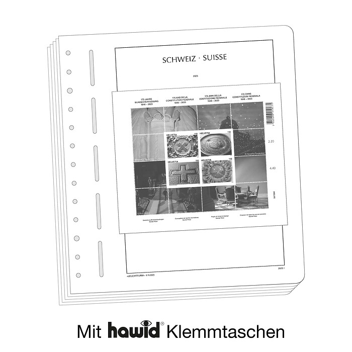 Leuchtturm Nachtrag mit Klemmtaschen Schweiz-Kleinbogen 2023