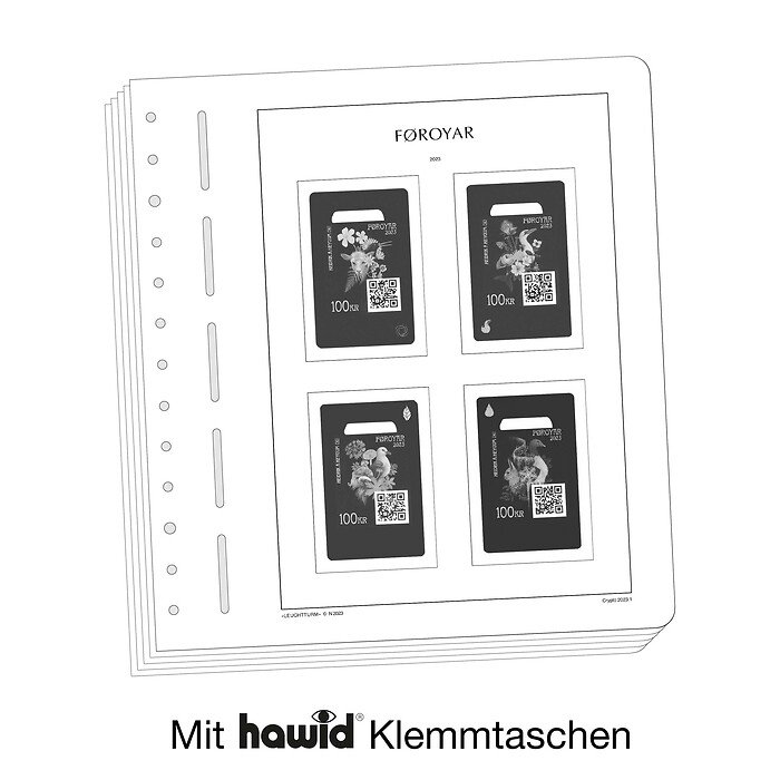 Leuchtturm Nachtrag mit Klemmtaschen Färöer  CRYPTO-Marken 2023