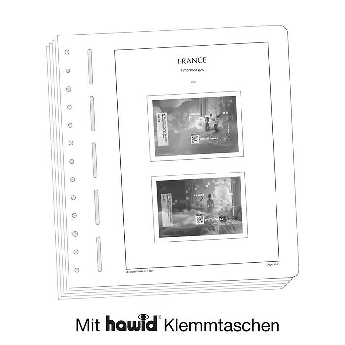 Leuchtturm Nachtrag mit Klemmtaschen Frankreich CRYPTO-Marken 2024
