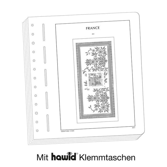 Leuchtturm Nachtrag mit Klemmtaschen Frankreich Blocks Souvenir Philatelie 2024