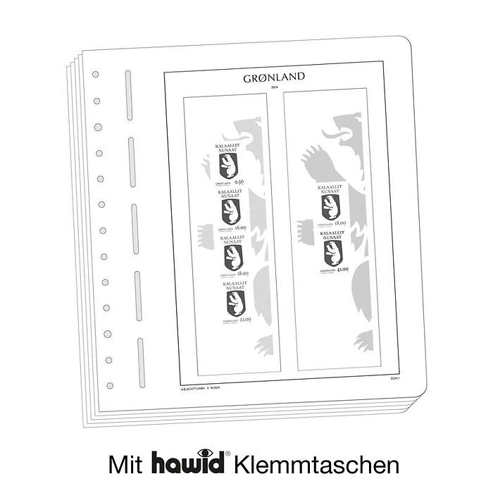 LEUCHTTURM Nachtrag mit Klemmtaschen Grönlandd Heftchen-Spezialblätter 2024